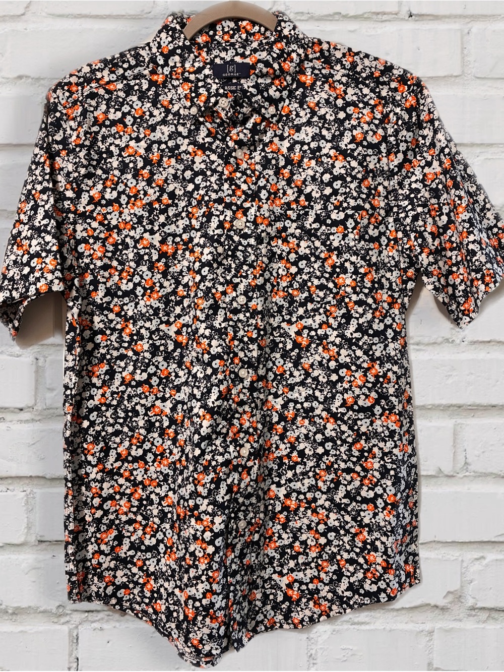 NWT George Men's Floral Button Down Shirt Size Small